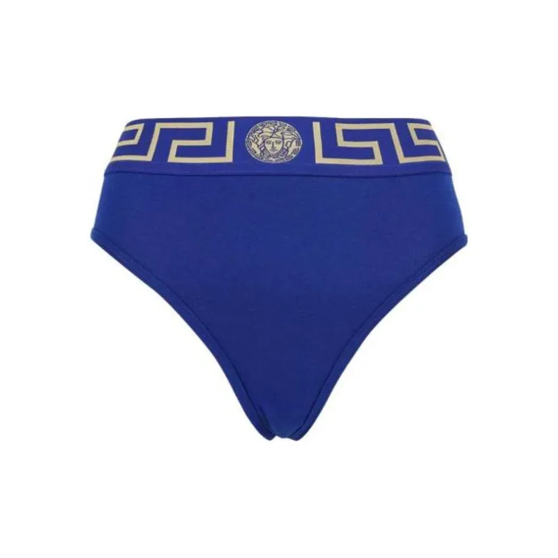 VERSACE Greca Border High Waist Bikini Bottoms 'Purple'-0