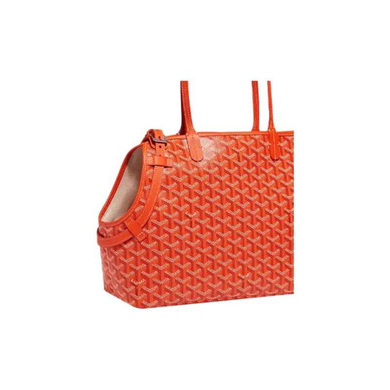GOYARD Chien Gris Canvas With Leather Bag Accessories Unisex Orange-3