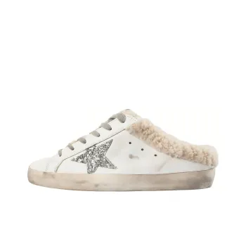 Golden Goose Super Star Sabot White Silver Beige Women's