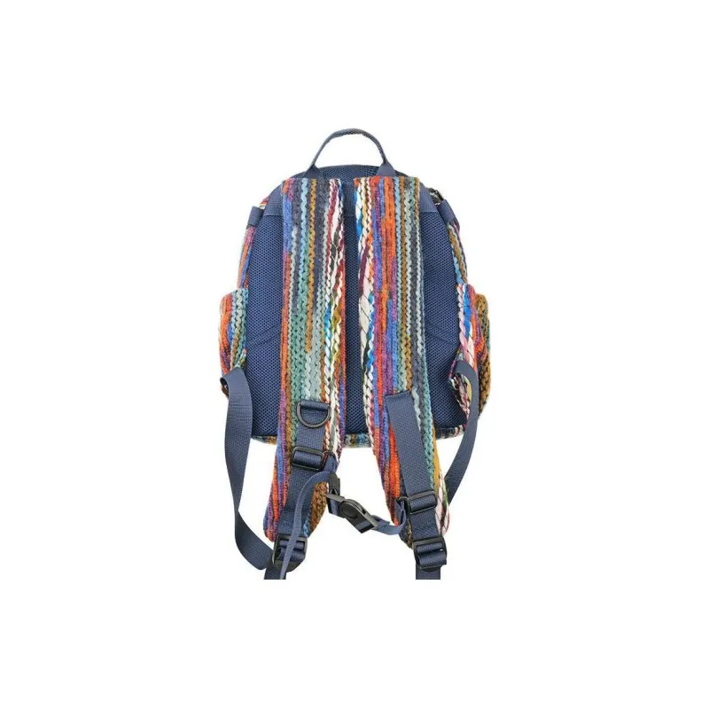 SUMAYZOY Jacquard Plush Fabric Backpack Women's Soil Chestnut/Monet Flower Blue-4