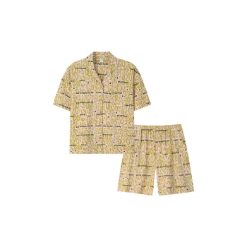 Sha Qian Pajama Set Summer Unisex Lemon