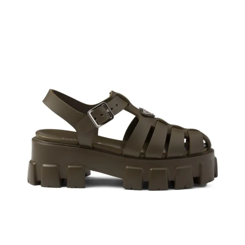 PRADA Triangle-logo Platform Sandals-1