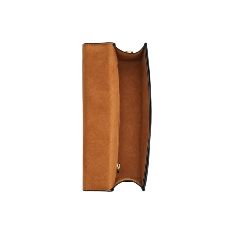 COACH Eliza Coated Canvas With Smooth Leather Shoulder Bag, Crossbody Bag Medium Size Women's Walnut Wood & Black-2