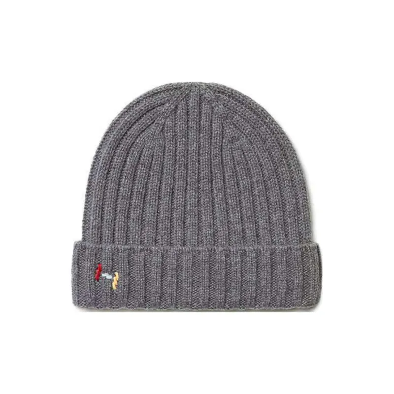 HERMES Leather Beanies Unisex Gray-1