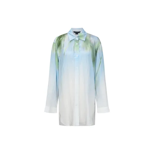 URBAN REVIVO Shirts Women's Azure Blue Print