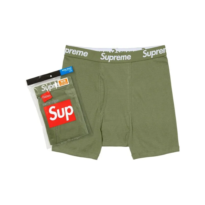 Supreme Hanes Boxer Briefs 2 Pack Olive-0