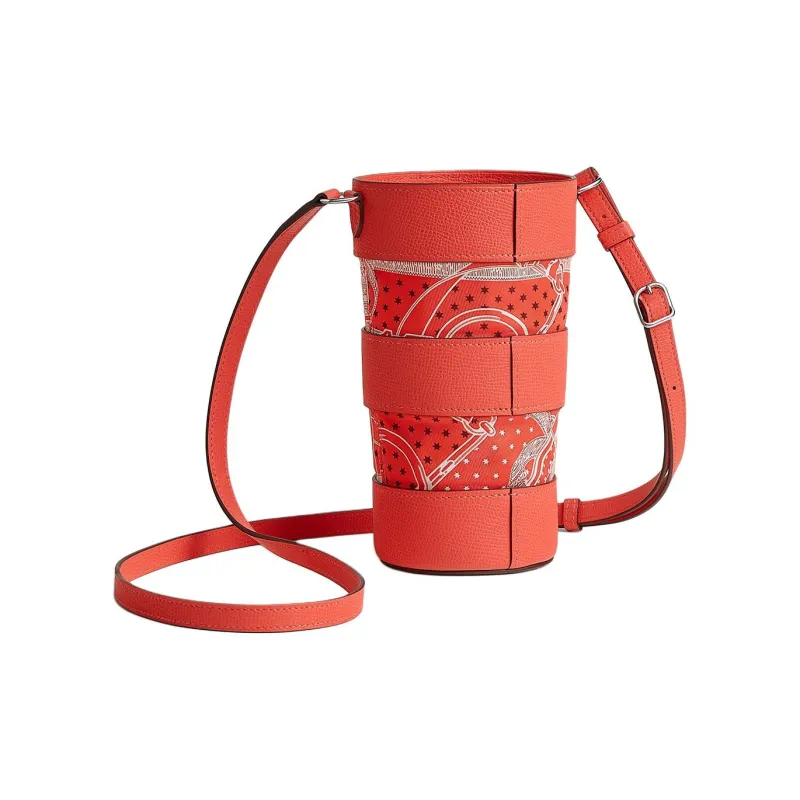 HERMES Swift Leather Water Cup Set, Shoulder Bag, Crossbody Bag Women's Open Country Orange-2