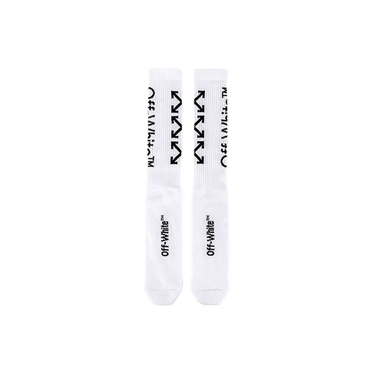 OFF-WHITE Cotton Arrow Printing Unisex Long socks White-0