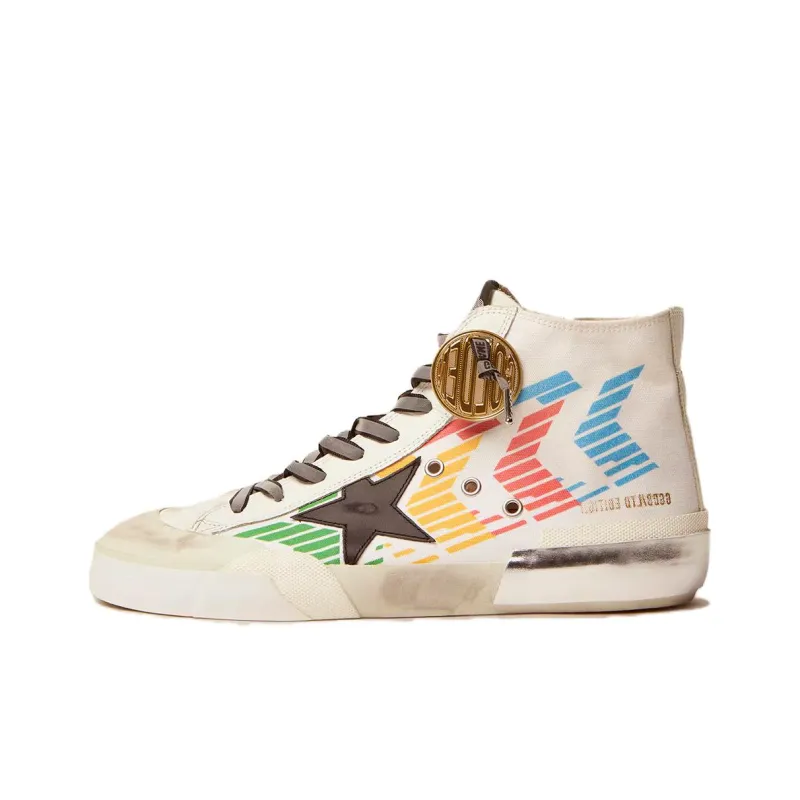 Golden Goose Francy High-Top Stylish Skateboarding Shoes Men's White Old-fashioned-0
