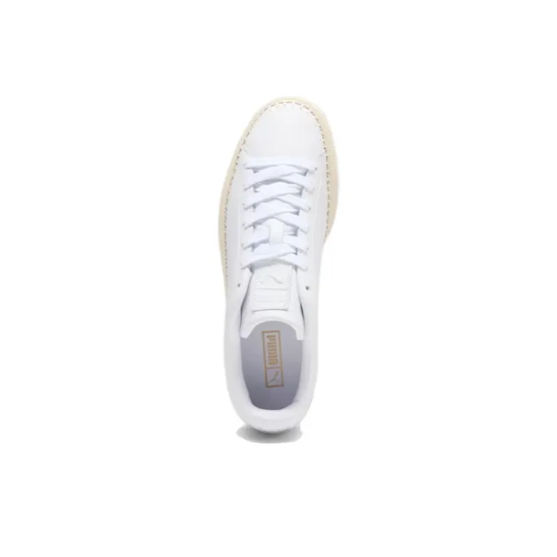 PUMA Basket Trim Anti Slip Wear Resistant Low Top Skateboard Shoes Unisex White Beige-3