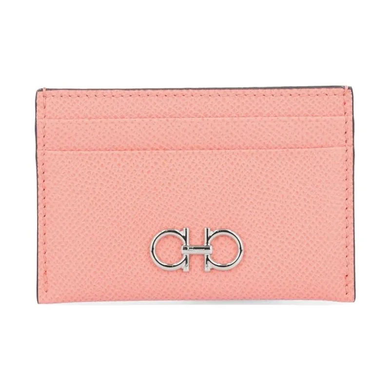 FERRAGAMO Calfskin Card Holder Women's Coral-0