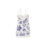 White Blue Floral