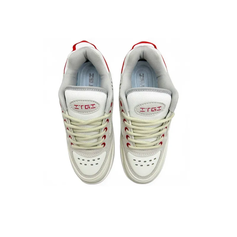 ITGI Anti Slip Wear Resistant Low Top Skateboard Shoes Unisex Gray Red-3