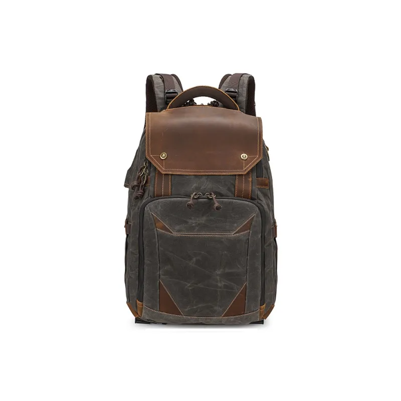 H YXIANG Batik Canvas Backpack Regular Men's Khaki/Gray/Earth Yellow/Blue-4