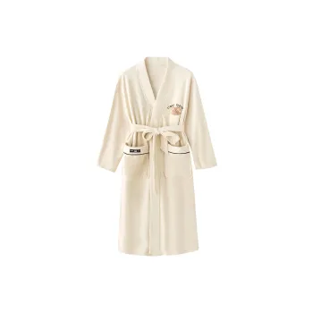 QINZUIMAO Bath Robes Women's Champagne White