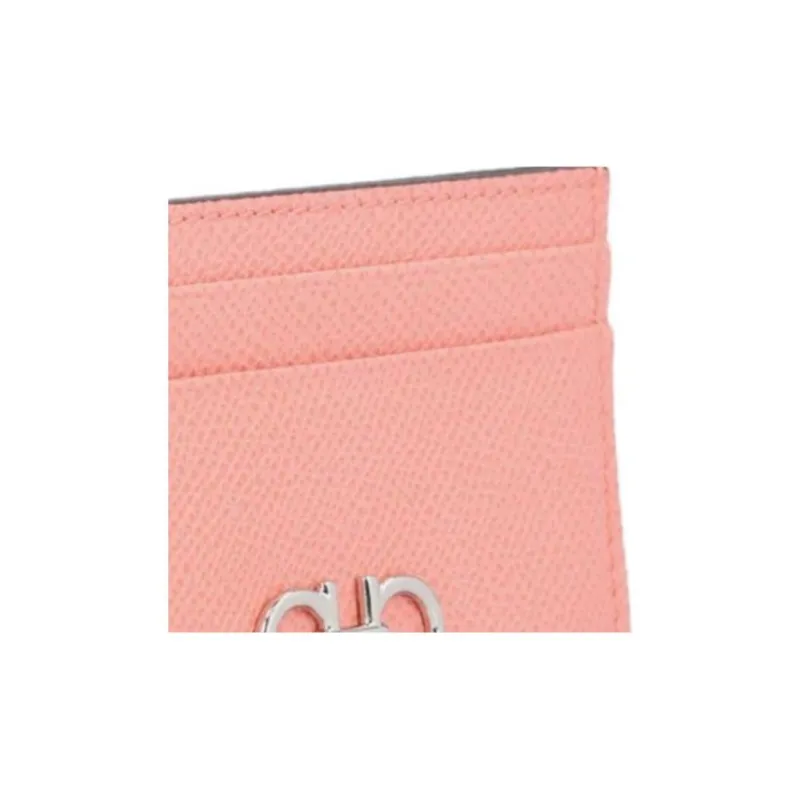 FERRAGAMO Calfskin Card Holder Women's Coral-3