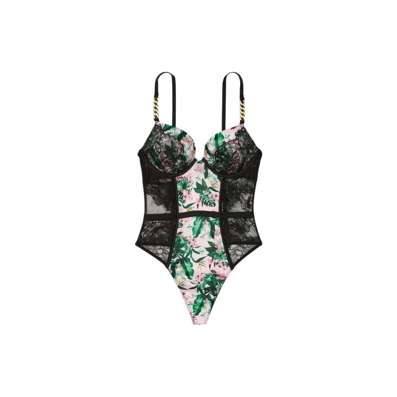 Victoria's Secret Bodysuits Women's Green Floral Print-0