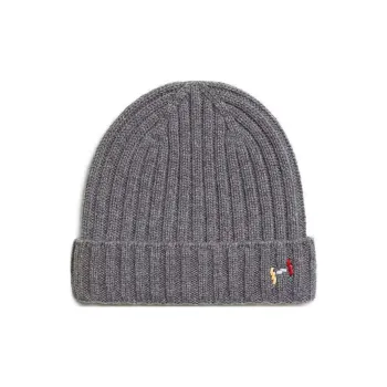 HERMES Leather Beanies Unisex Gray