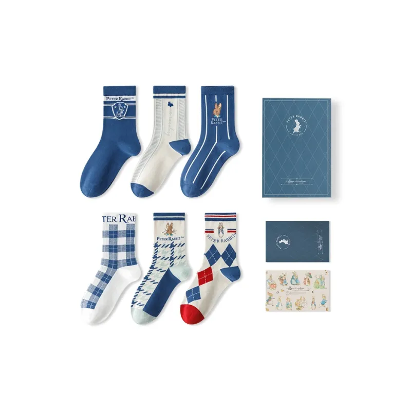Caramella x Peter Rabbit Mid Calf Socks Unisex 6 Pack Red-13