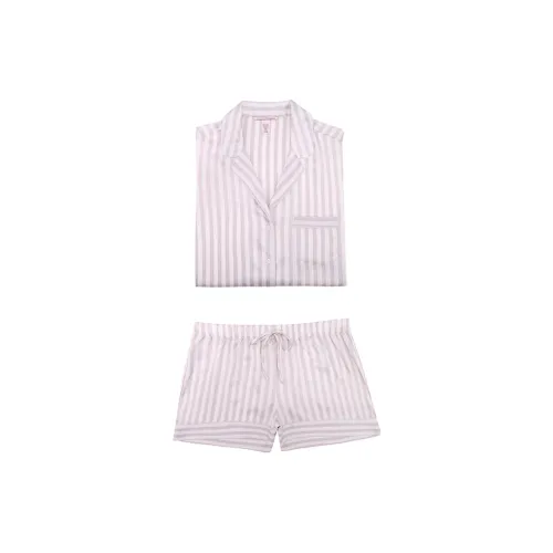 Victoria's Secret Satin Short Pajama Set Pajama Set Women's Light Purple Stripes