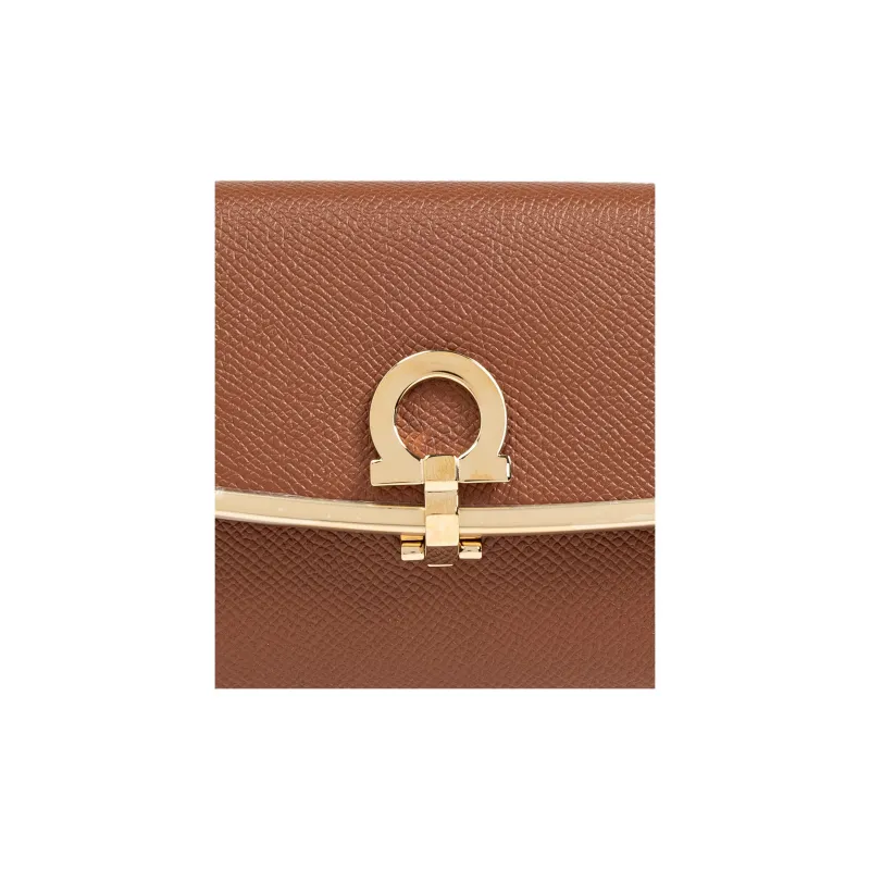 FERRAGAMO Calfskin Wallet Women's Brown-4