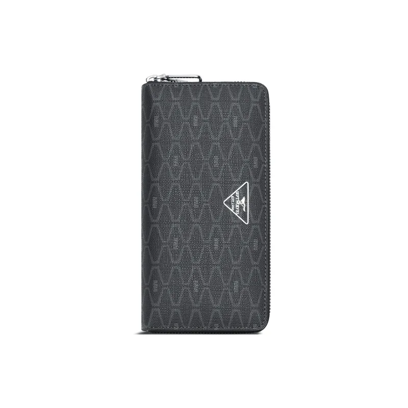 SEPTWOLVES Artificial Leather Wallet With Zip Closure Clutch Large Size Men's Black-1