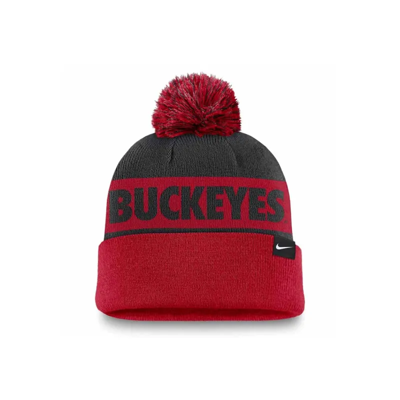 Nike Ohio State Buckeyes Primetime Peak Men's Nike College Cuffed Pom Beanie-1