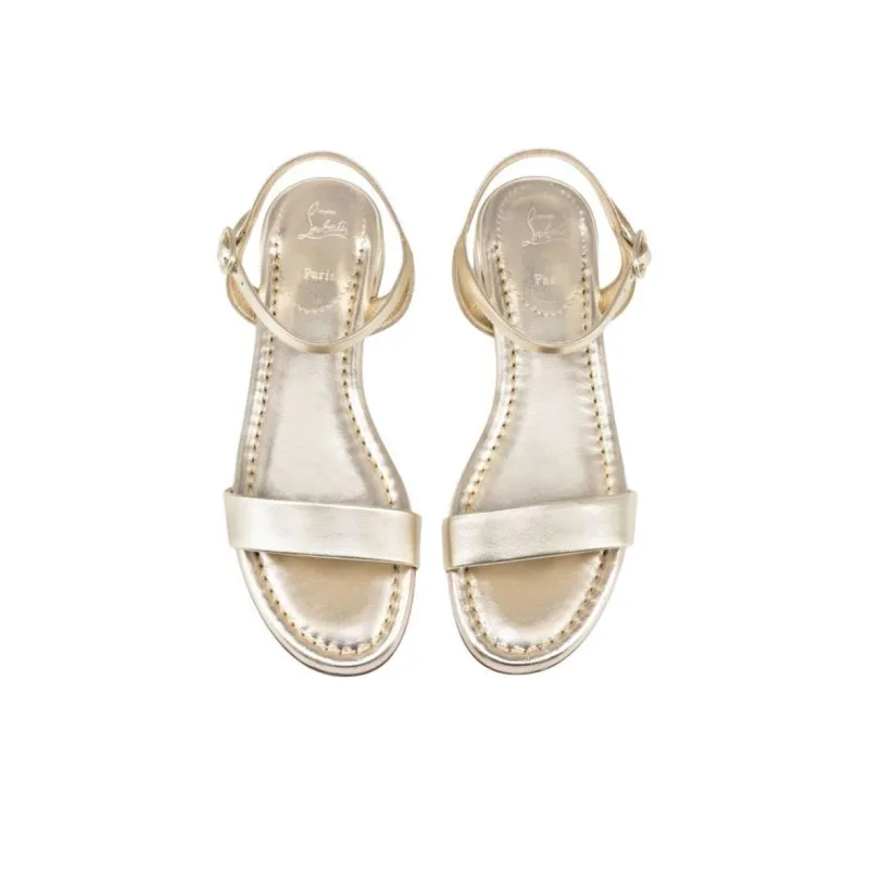 CL LUBOTING Sweet Jane Strap Sandals Women's White Gold-3