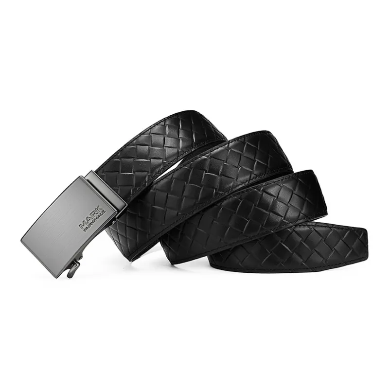 FAIRWHALE Casual Matte Business Automatic Buckle Genuine Leather Belt Top Grain Cow Leather Belts Men's Width 3.5CM-1