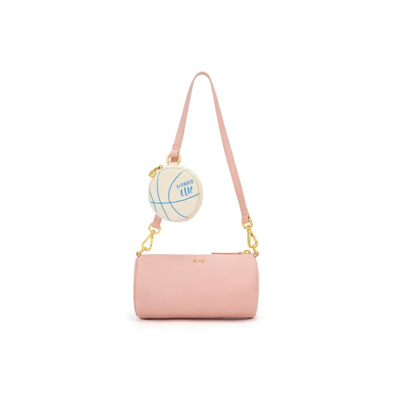 ELLE Top Grain Cow Leather Pen Holder Bag, Shoulder Bag Women's Pink/Ecru-2