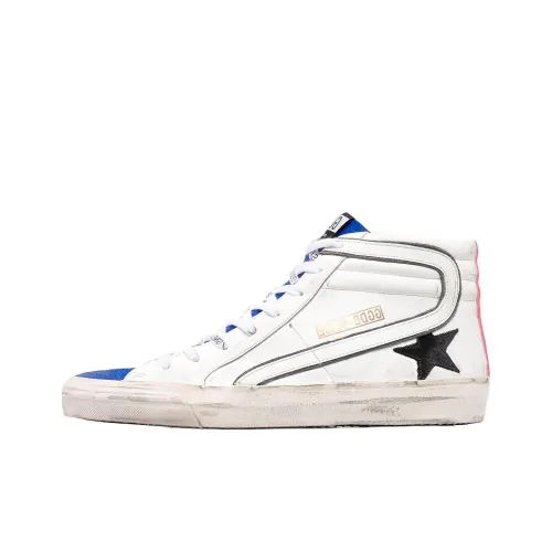 Golden Goose Slide Skateboard Shoes Men High-Top White/Blue