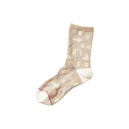 Mizuno x PEANUTS Mid-Calf Socks Women's 1 Pack White Brown