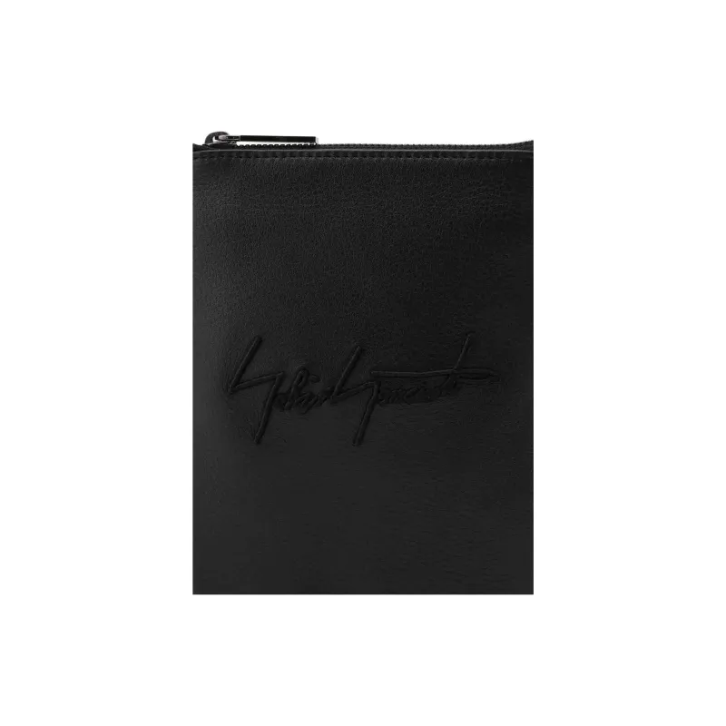 Yohji Yamamoto Cow Leather Shoulder Bag Crossbody Bag Unisex Black-4