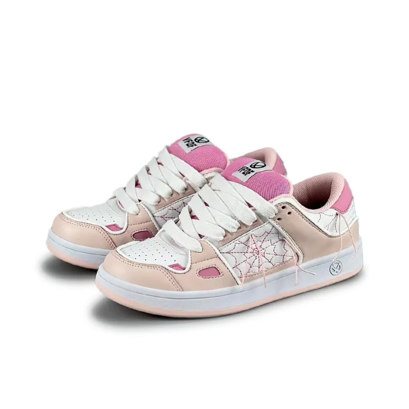 VFDF Anti Slip Wear Resistant Low Top Skateboard Shoes Women's Pink Spider-2