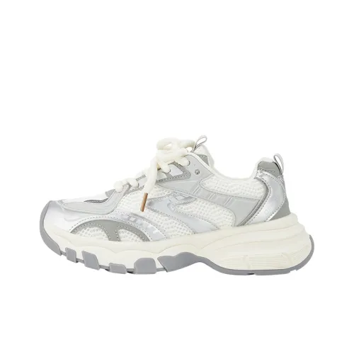 KARLIE KELLER Chunky Sneakers Women's Low-Top White/Silver