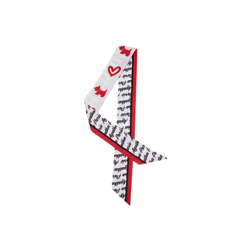 Agatha Polyester Silk Scarves Women's Red/Black-0