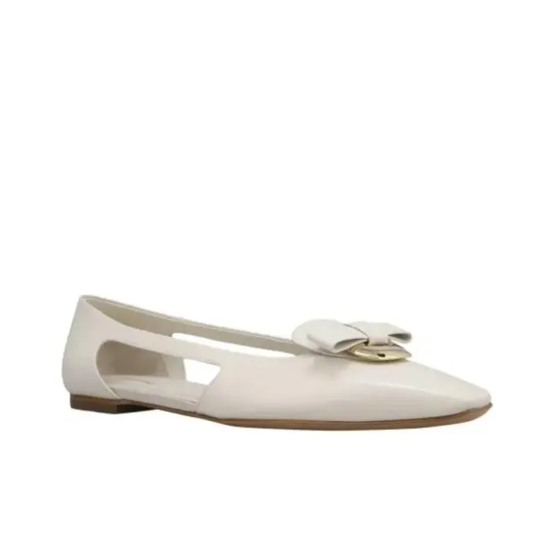 FERRAGAMO Drop Bow Leather Ballerina Shoes-2
