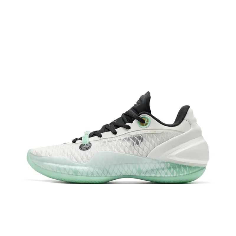 XTEP Lin Shuhao Fifth Generation Basketball Shoes Men Low Top Sail White/Qing Shui Bi-1