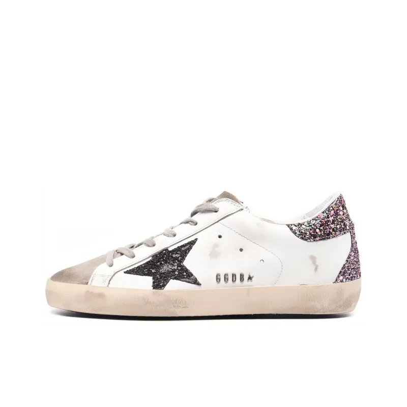 Golden Goose Super Star White Black Multi Glitter Women's-0
