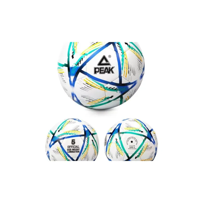 PEAK Size 5 Soccer PVC Machine Stitched Soccer Ball Unisex Blue White-4