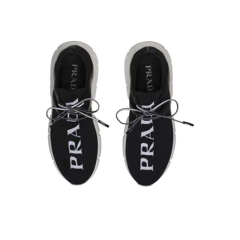 PRADA Knit Logo Sneakers 'Black' Women's-4