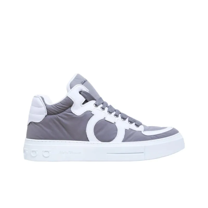 FERRAGAMO High Top Stylish Skateboarding Shoes Men's Light Gray-1
