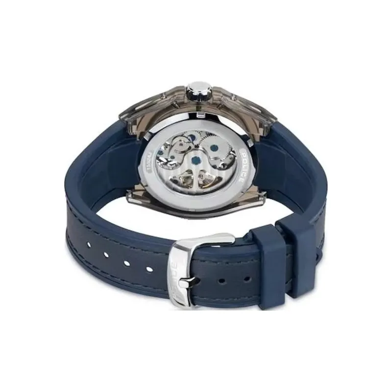 Police Wrist Watch Automatic Mechanical Movement Silicone Strap 44mm Cut-Out Dial Men's Watches-2