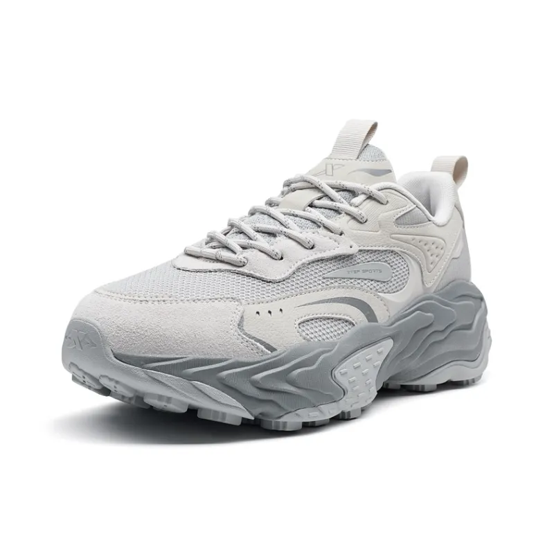 XTEP Migratory Lightweight Height Increasing Low-Top Casual Shoes Men's Dove Gray/Plain Elegant Gray-2