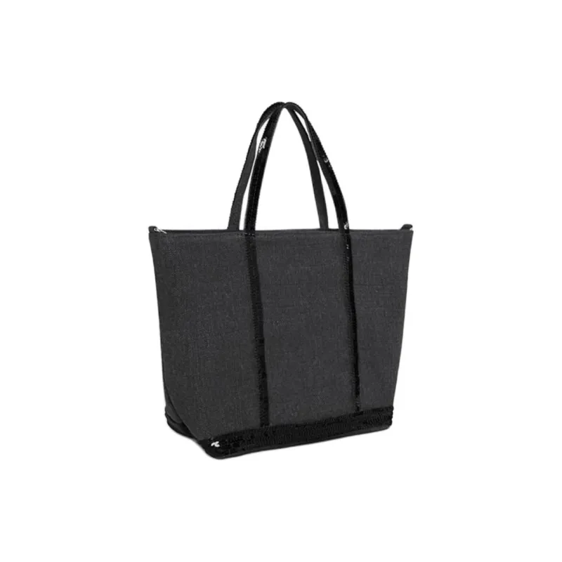 Vanessa Bruno Linen Tote Bag, Shopping Bag, Shoulder Bag, Handbag Trumpets Women's Black-1