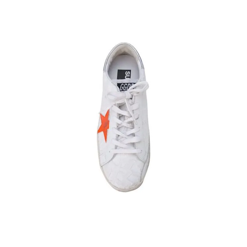 Golden Goose Super Star Skateboard Shoes Women's Low Top White Orange-4