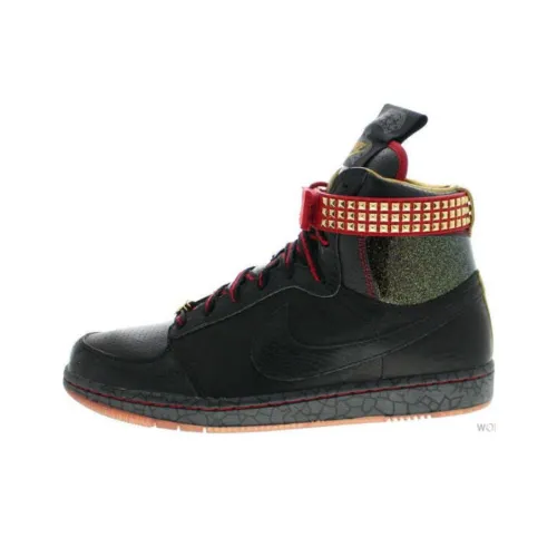 Mighty Crown x Nike Anti Slip Wear Resistant High Top Skateboard Shoes Unisex Black Red