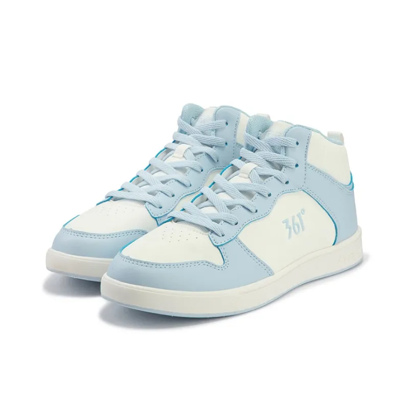 361° Air Force One Anti Slip Wear Resistant Mid Top Skateboard Shoes Women's White Blue-2
