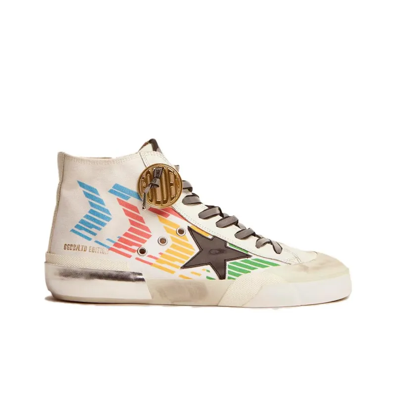 Golden Goose Francy High-Top Stylish Skateboarding Shoes Men's White Old-fashioned-1