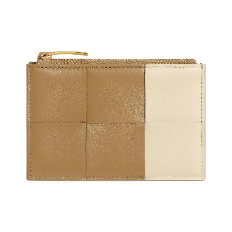 Bottega Veneta Lambskin Card Holder Regular Women's Dark Color Praline With Sea Salt-0